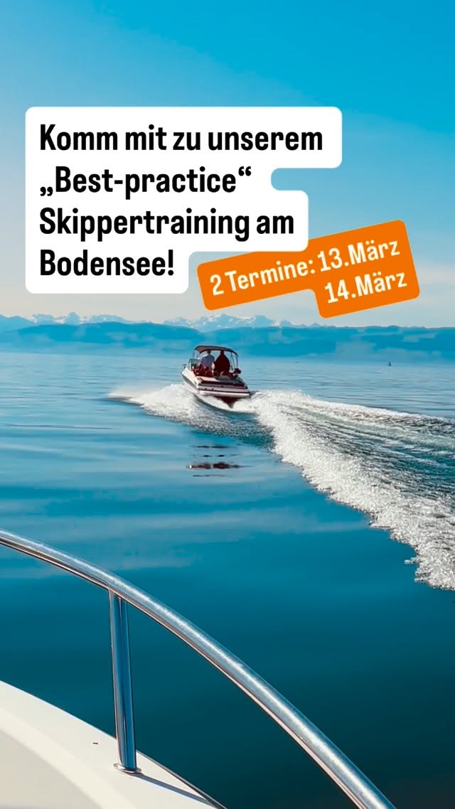 Best Practice Skippertraining am Bodensee 🌊
Ein Tag voller Praxis, Tipps & Manöver!
Wir trainieren Hafenmanöver, Leinenarbeit, Knoten & Bootshandling – individuell, intensiv und ganz nach euren Wünschen. 💪⚓️
Ideal für Eigner, Charterer und alle, die ihr Boot sicher beherrschen wollen.

📍 Bodensee Kressbronn
⏱️ 1 Tag voller Wissen & Praxis
💬 Auf alle Fragen wird direkt an Bord eingegangen

#skippertraining #bodensee #hafenmanöver #friedrichshafen #meersburg